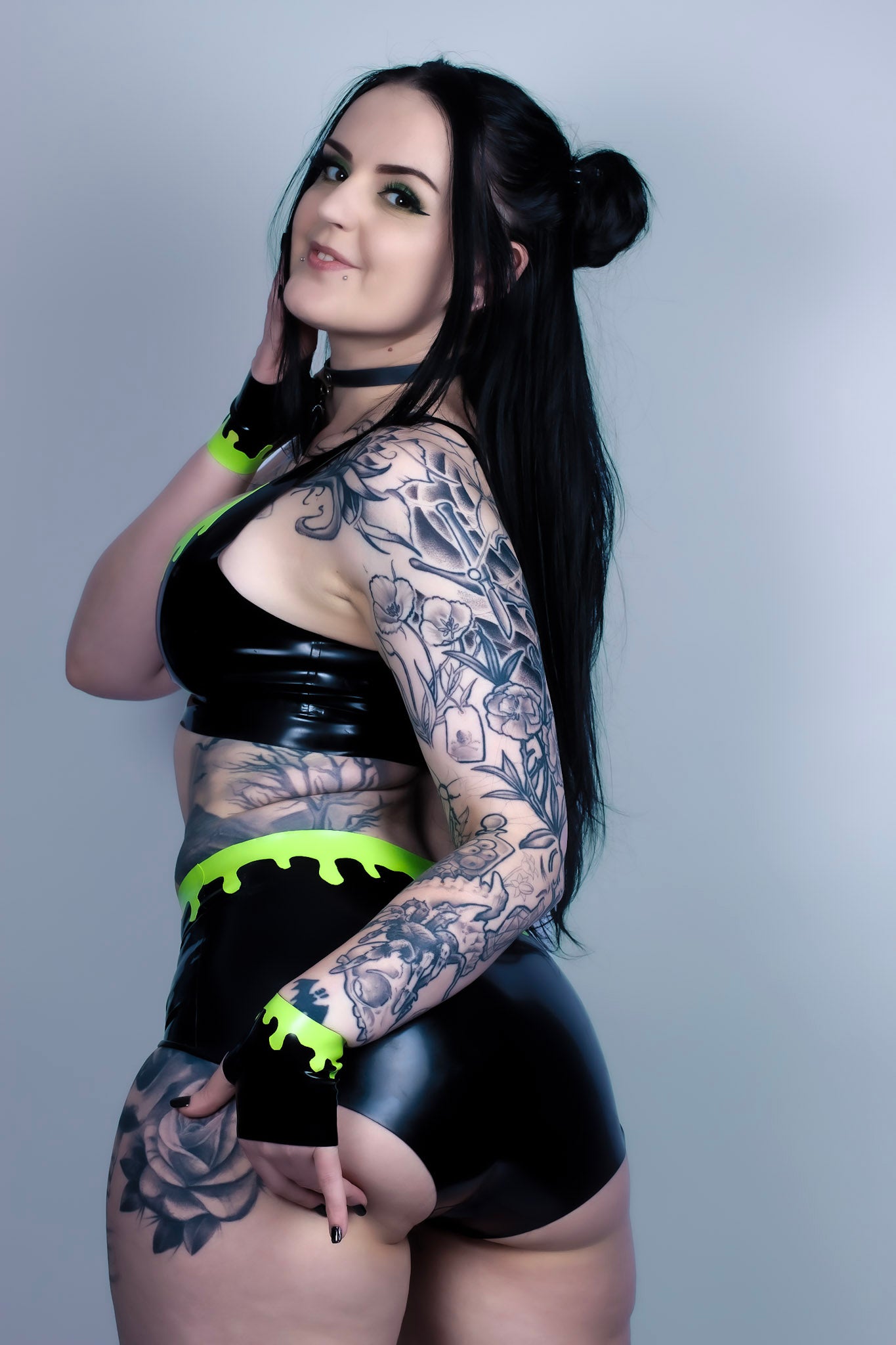 Latex UV reactive drip pants