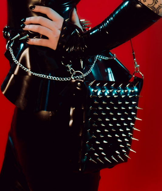 Spiked Latex Shoulder Bag