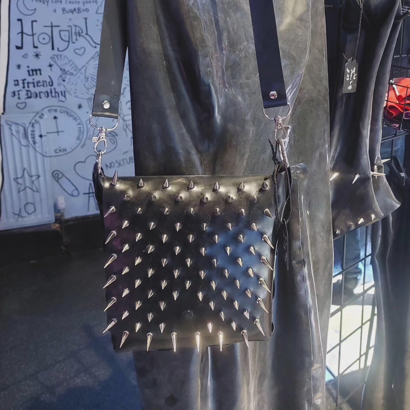 Spiked Latex Shoulder Bag