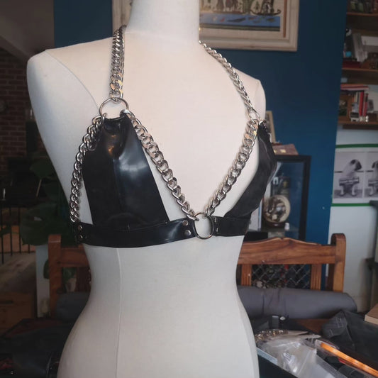 Latex and Chain Bikini-Style Bra