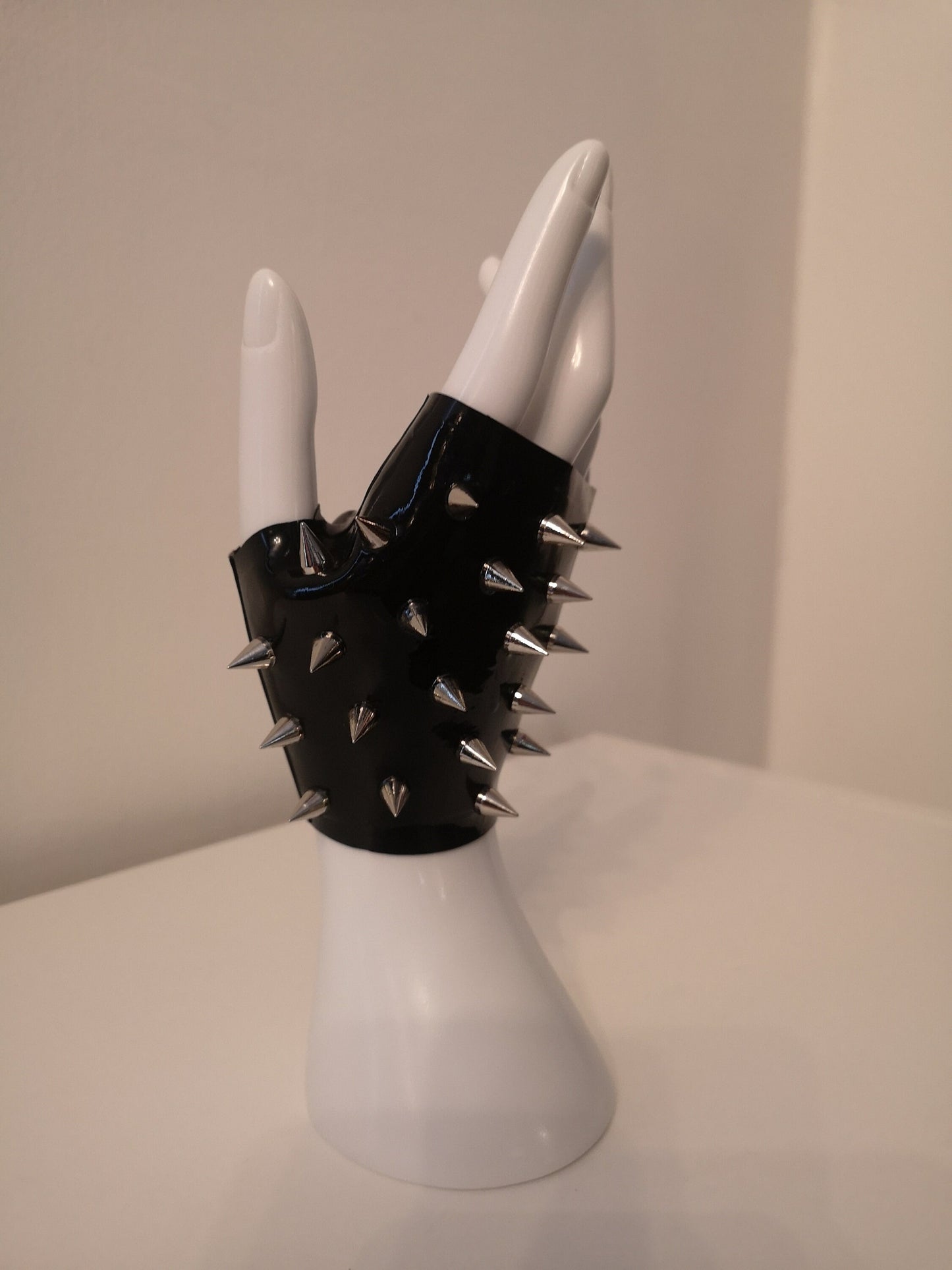 Black Spiked Latex Gloves